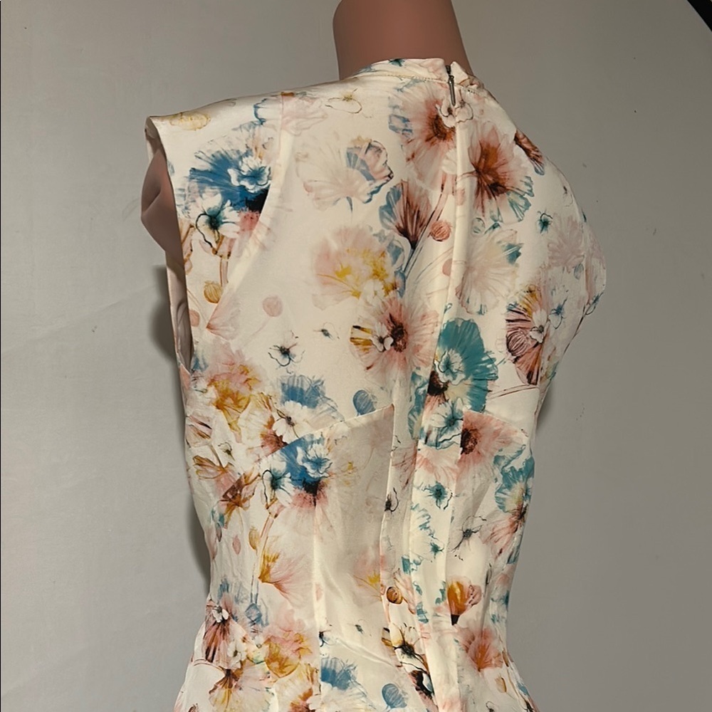 Rebecca Taylor Poppy Print 100% Silk Godet Lined Dress Size 8 - Picture 12 of 16